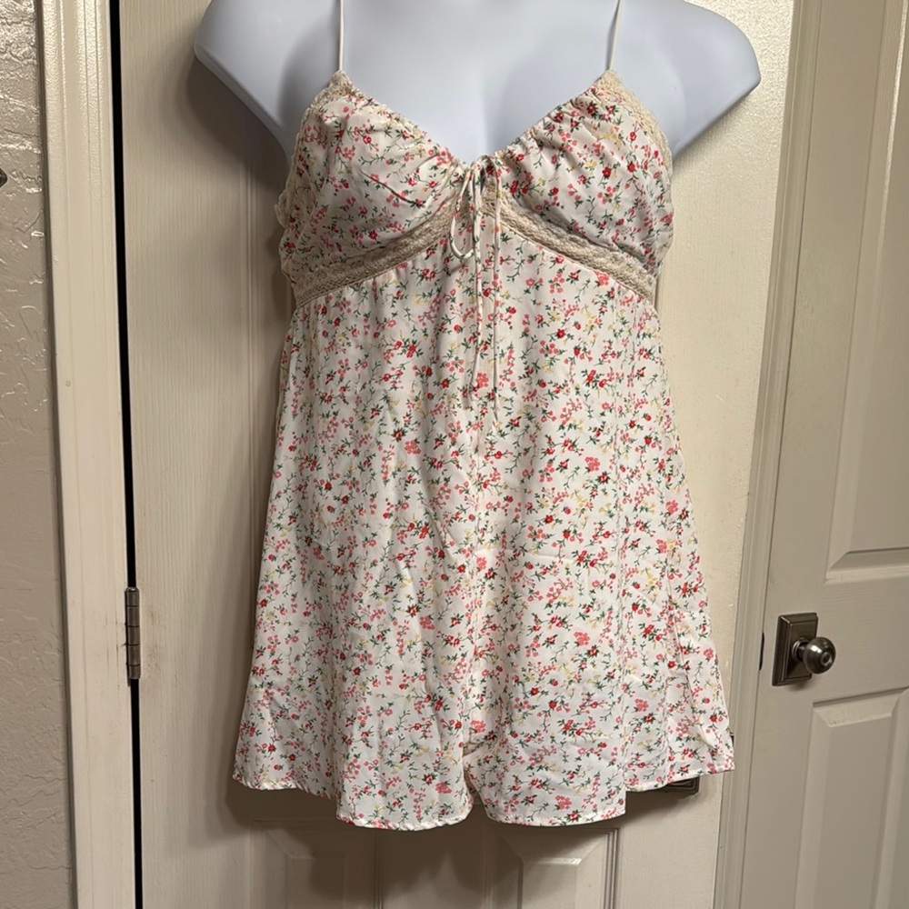 Floral Lace-Trimmed Women's romper